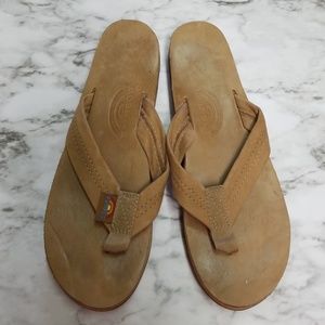 Rainbow Learher Flip flops Lt Brown size 8